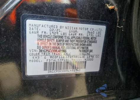 2021 Nissan Kicks Sv from USA, damaged, VIN 3N1CP5CVXML481965